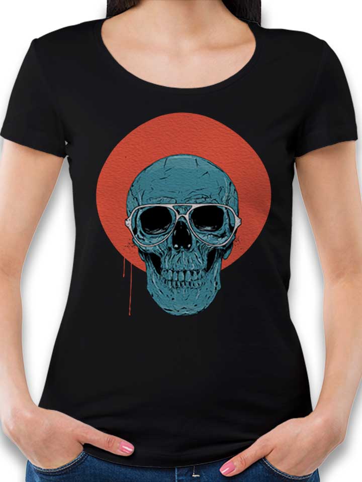 Blue Skull 02 Damen T-Shirt schwarz L