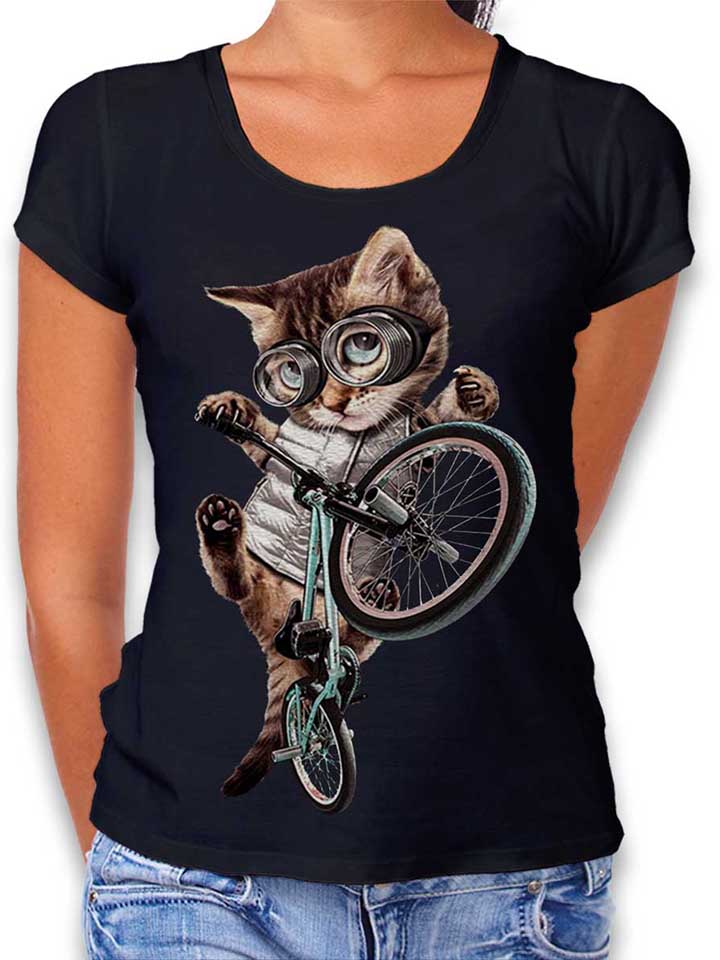 Bmx Cat Damen T-Shirt schwarz L