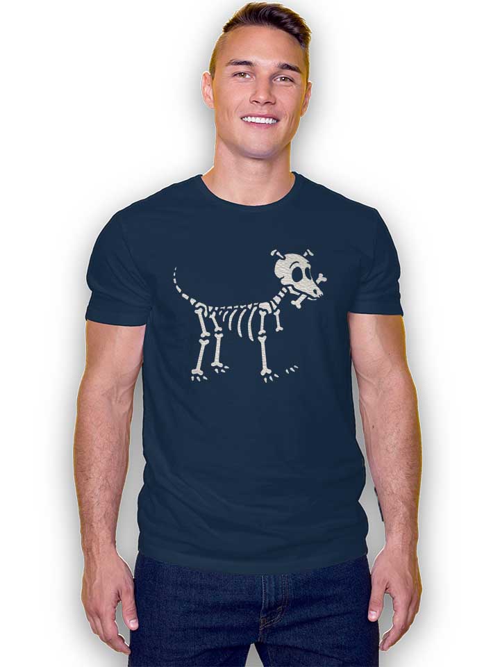 bone-lover-skeleton-dog-t-shirt dunkelblau 2