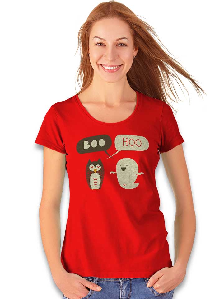 boo-hoo-owl-ghost-damen-t-shirt rot 2