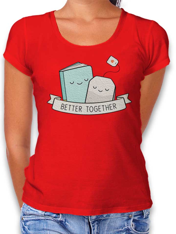 Books And Tea Better Together Damen T-Shirt rot L