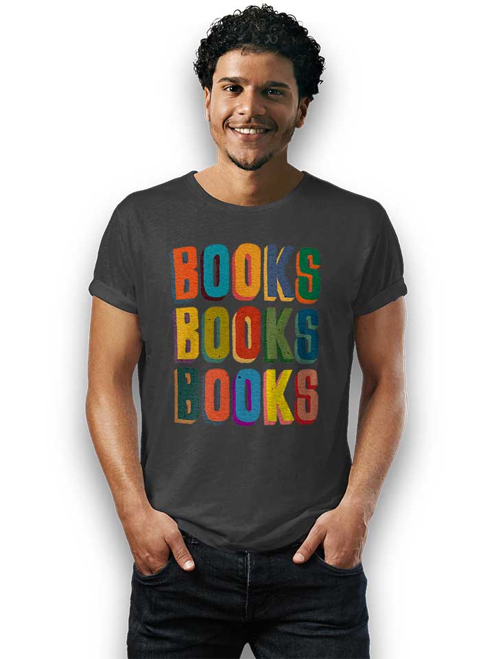 books-books-books-t-shirt dunkelgrau 2