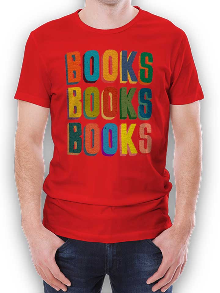 Books Books Books T-Shirt rouge L
