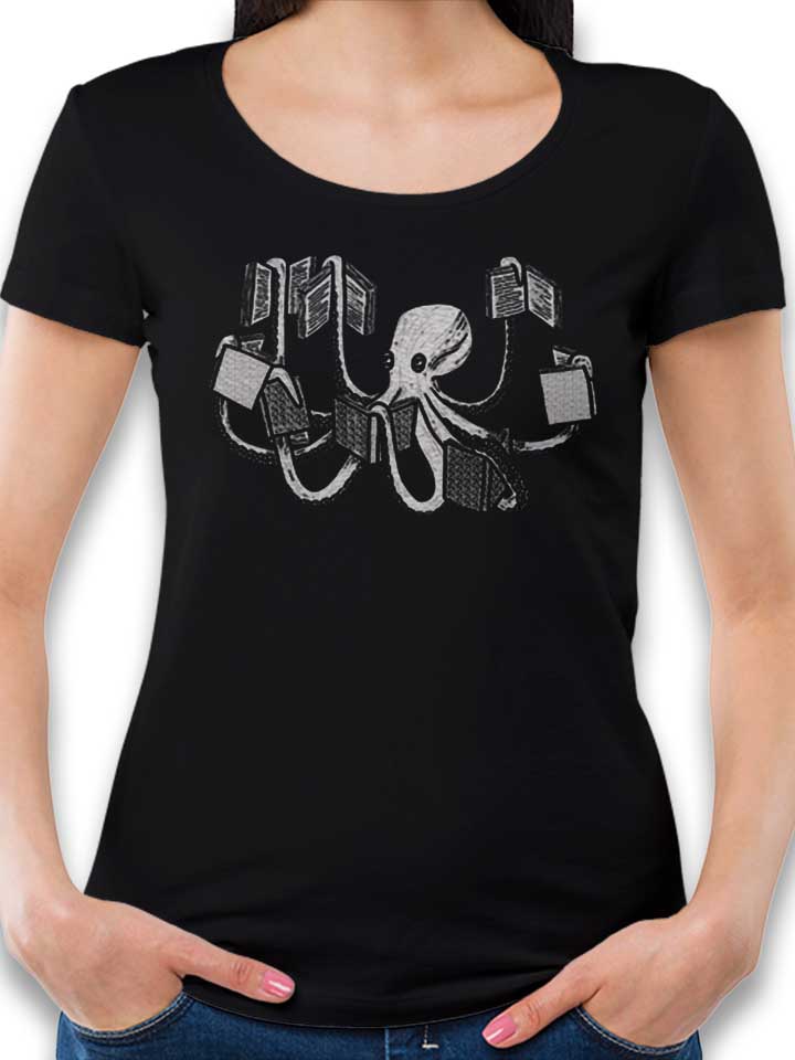 Books Octopus T-Shirt Donna nero L