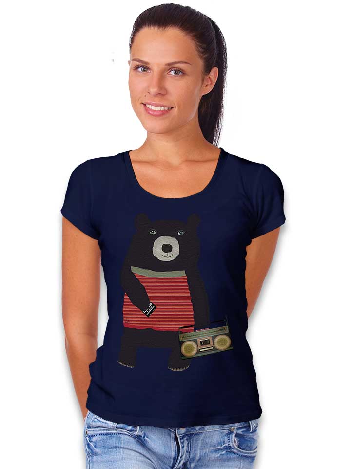 boombox-bear-damen-t-shirt dunkelblau 2