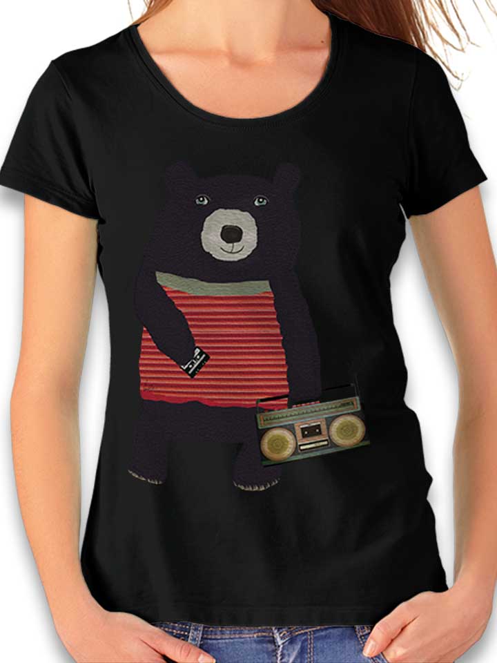 Boombox Bear Damen T-Shirt schwarz L