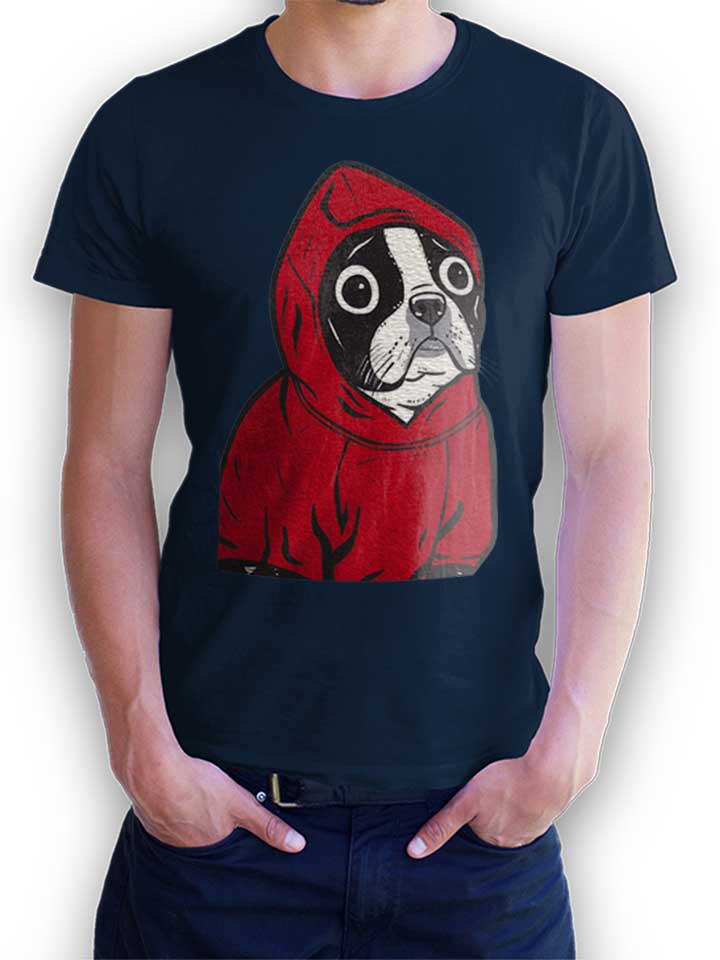Boston Terrier Red Hoodie T-Shirt navy L