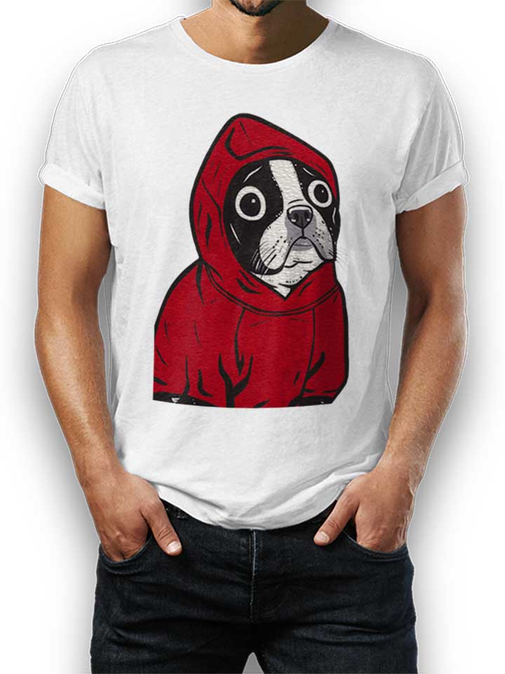 Boston Terrier Red Hoodie T-Shirt weiss L