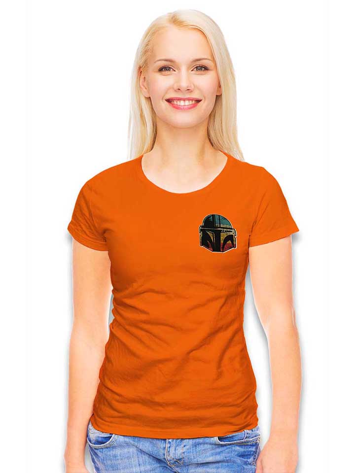 bounty-hunter-helmet-chest-print-damen-t-shirt orange 2