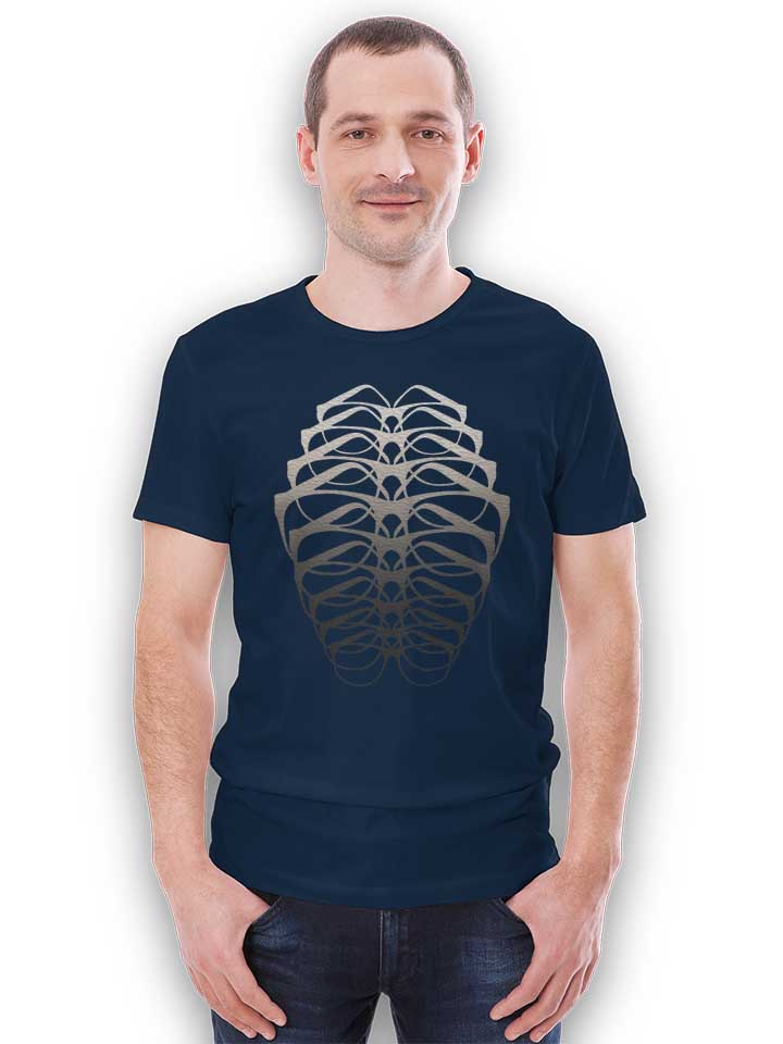 brille-skelett-t-shirt dunkelblau 2