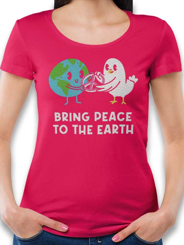 Bring Peace To The Earth Damen T-Shirt fuchsia L