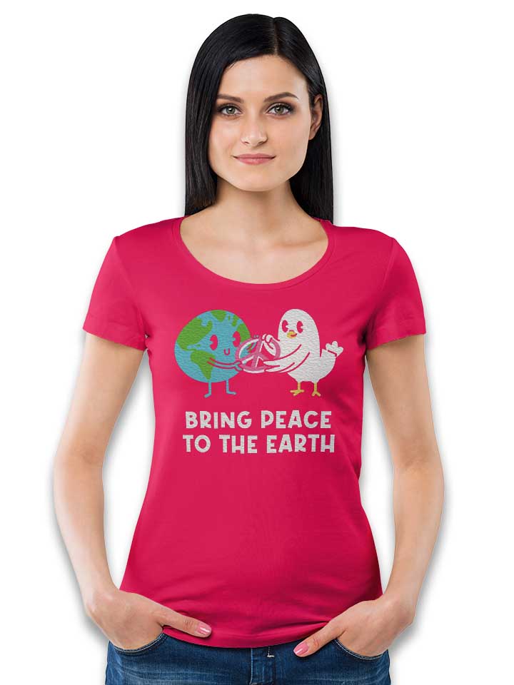 bring-peace-to-the-earth-damen-t-shirt fuchsia 2