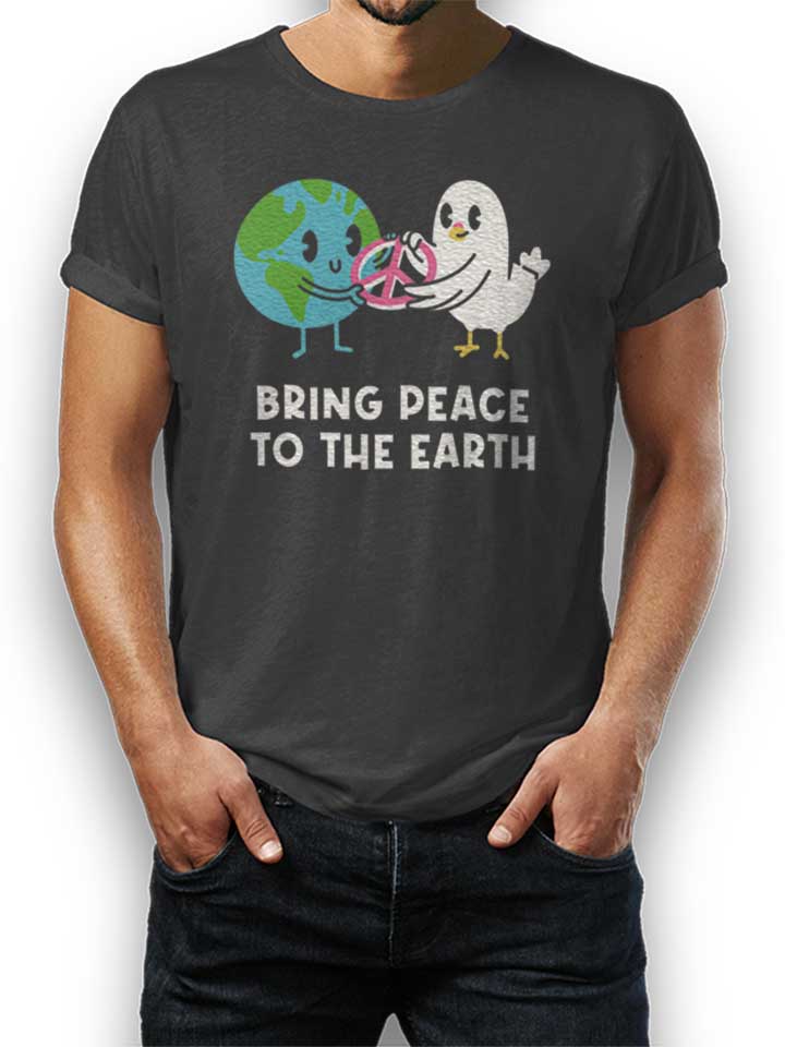 Bring Peace To The Earth T-Shirt gris-fonc L