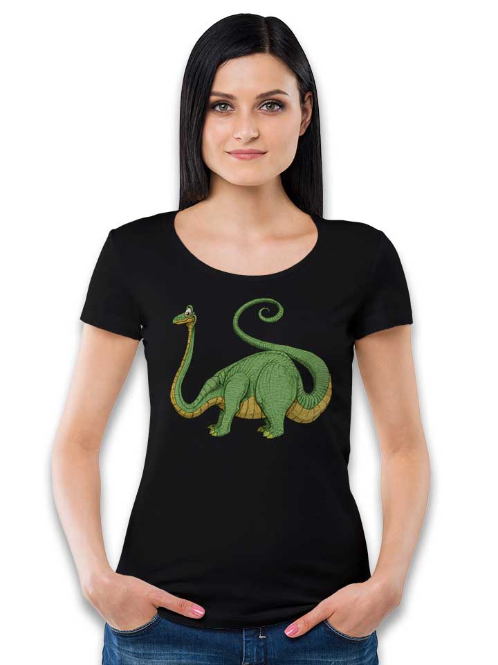 brontosaurus-damen-t-shirt schwarz 2