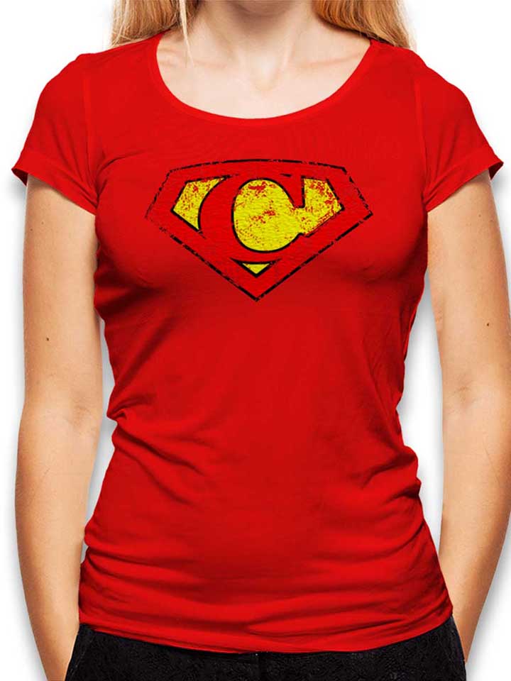 c-buchstabe-logo-vintage-damen-t-shirt rot 1