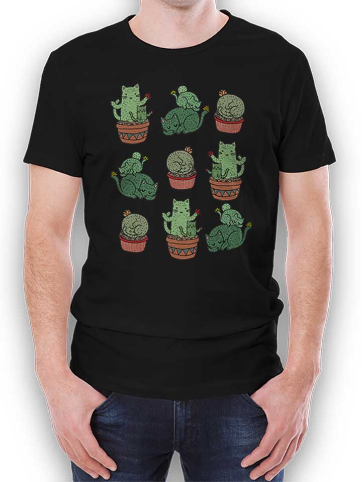 Cactus Cats T-Shirt schwarz L