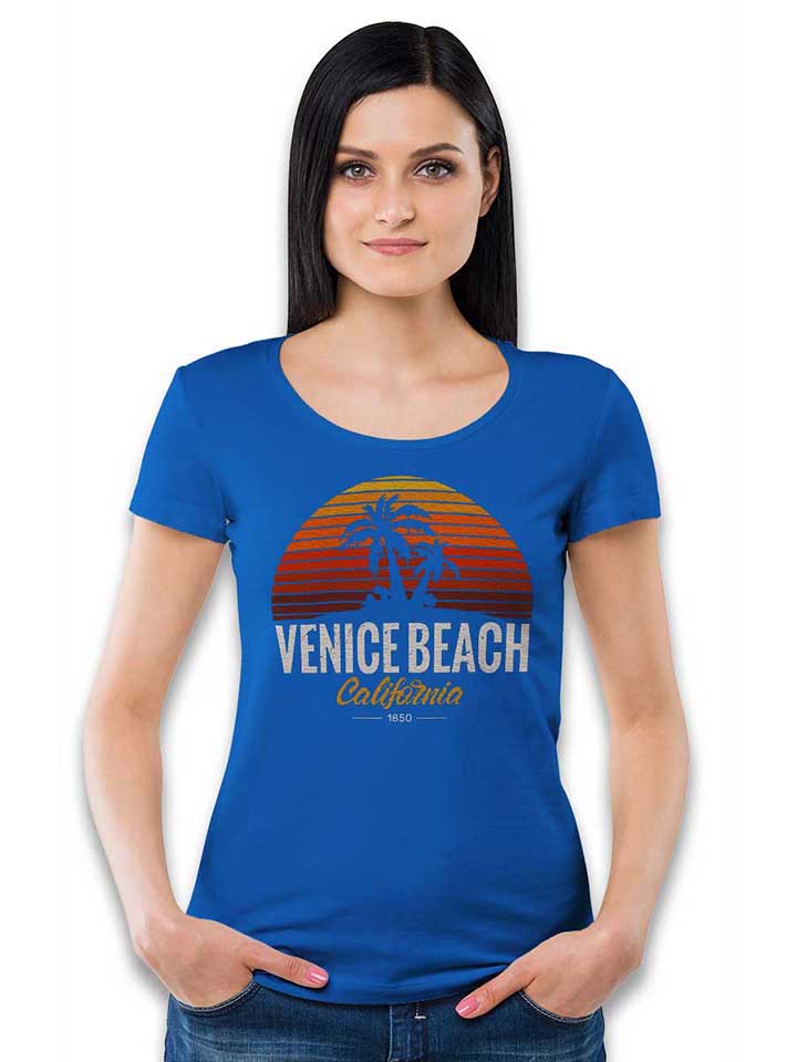 california-venice-beach-logo-damen-t-shirt royal 2