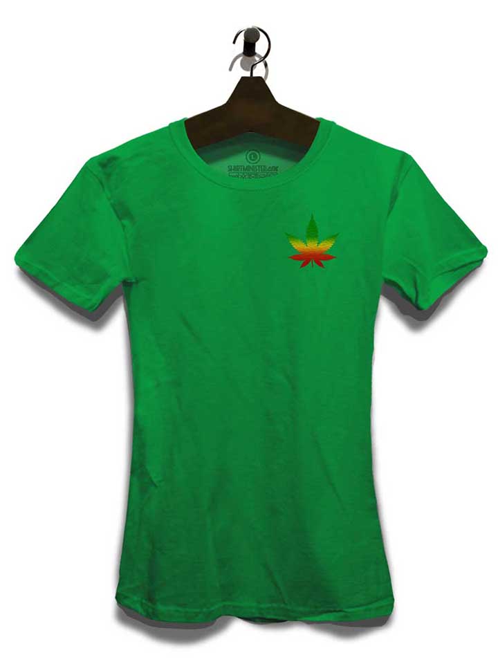 cannabis-blatt-rasta-chest-print-damen-t-shirt gruen 3