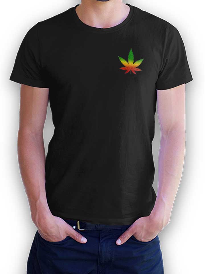 Cannabis Blatt Rasta Chest Print T-Shirt schwarz L