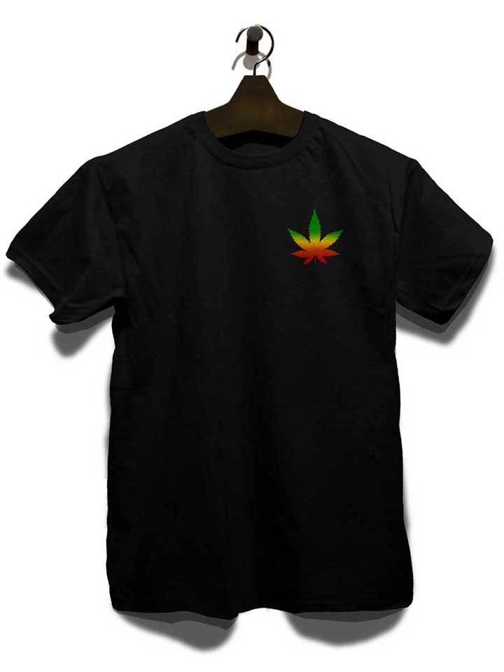 cannabis-blatt-rasta-chest-print-t-shirt schwarz 3