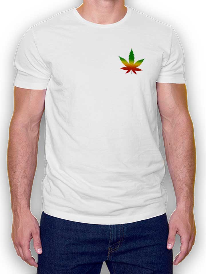 cannabis-blatt-rasta-chest-print-t-shirt weiss 1