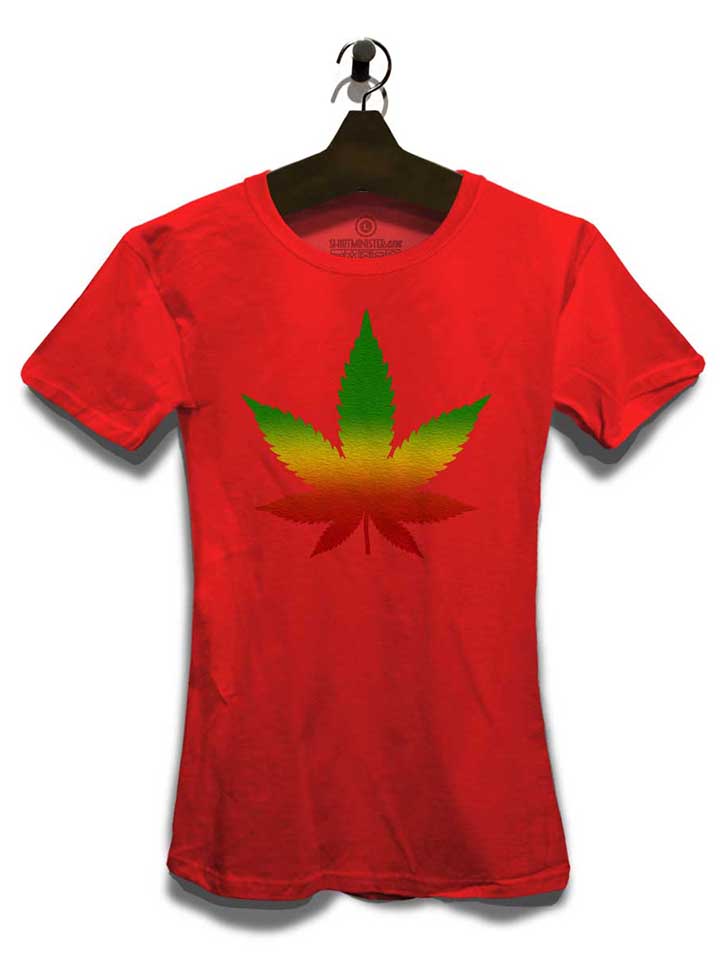 cannabis-blatt-rasta-damen-t-shirt rot 3