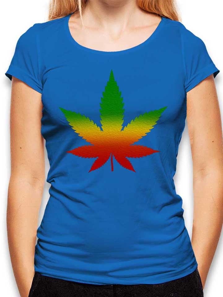 Cannabis Blatt Rasta Camiseta Mujer azul-real L
