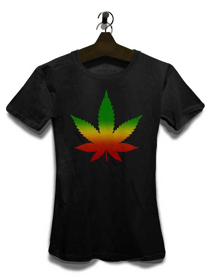 cannabis-blatt-rasta-damen-t-shirt schwarz 3