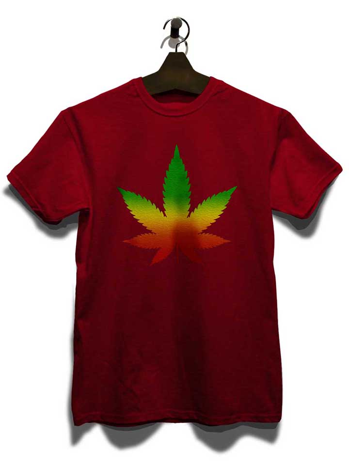 cannabis-blatt-rasta-t-shirt bordeaux 3