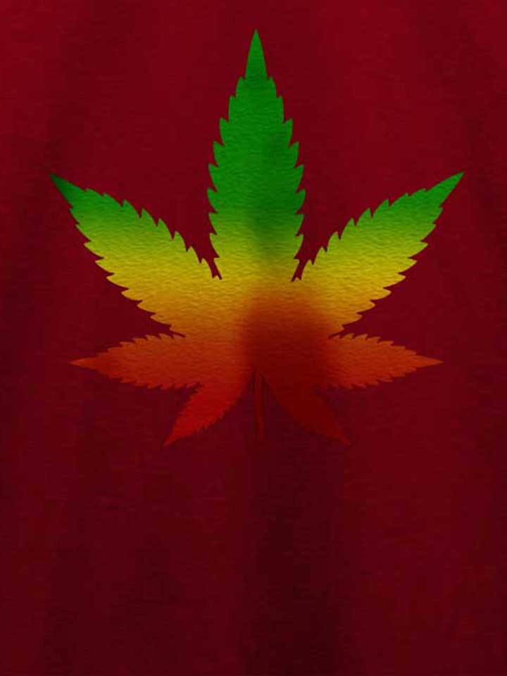 cannabis-blatt-rasta-t-shirt bordeaux 4