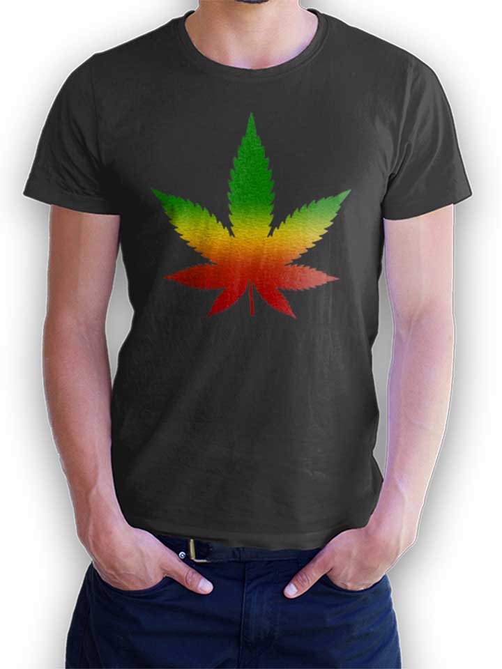 Cannabis Blatt Rasta T-Shirt dunkelgrau L