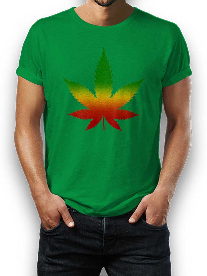cannabis-blatt-rasta-t-shirt gruen 1