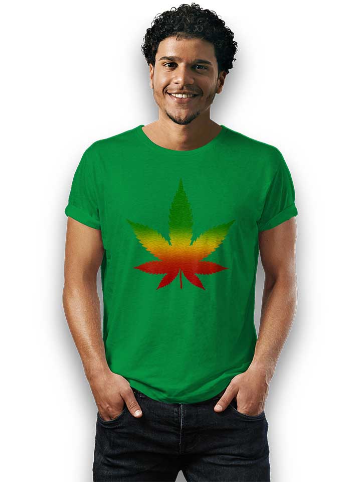cannabis-blatt-rasta-t-shirt gruen 2