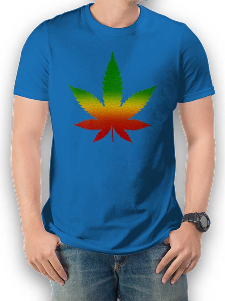 Cannabis Blatt Rasta T-Shirt royal-blue L
