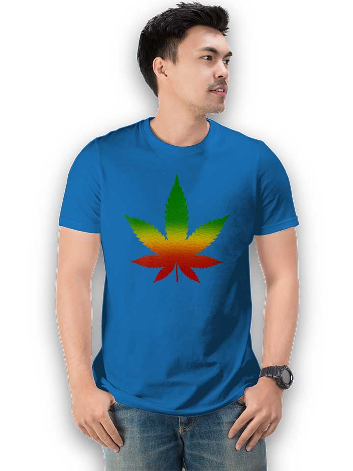 cannabis-blatt-rasta-t-shirt royal 2