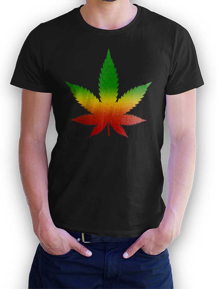 Cannabis Blatt Rasta T-Shirt schwarz L
