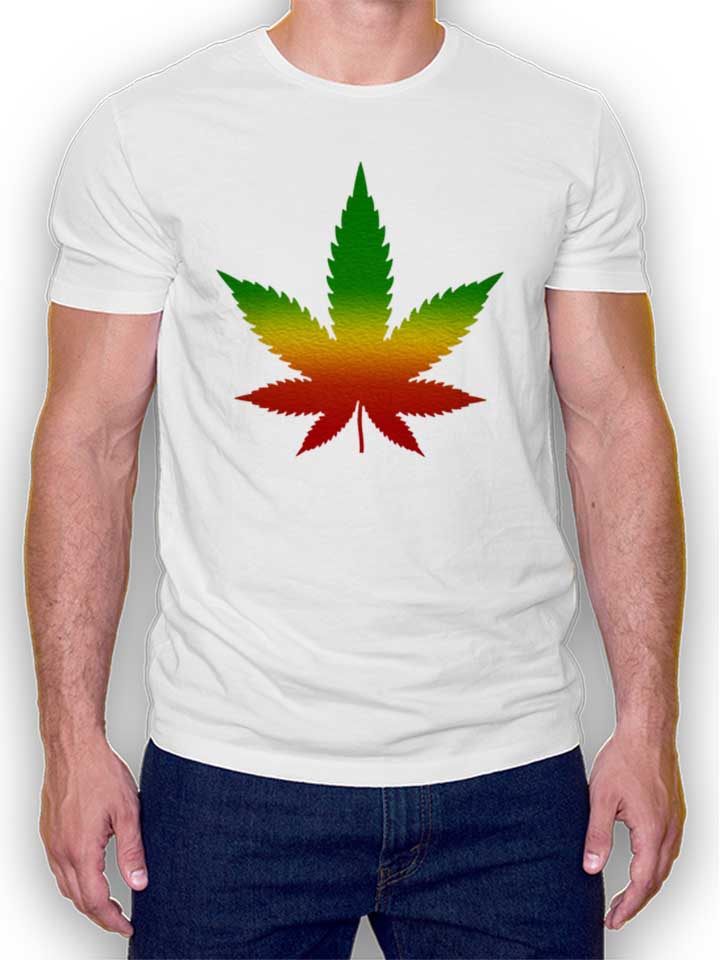 Cannabis Blatt Rasta T-Shirt blanc L