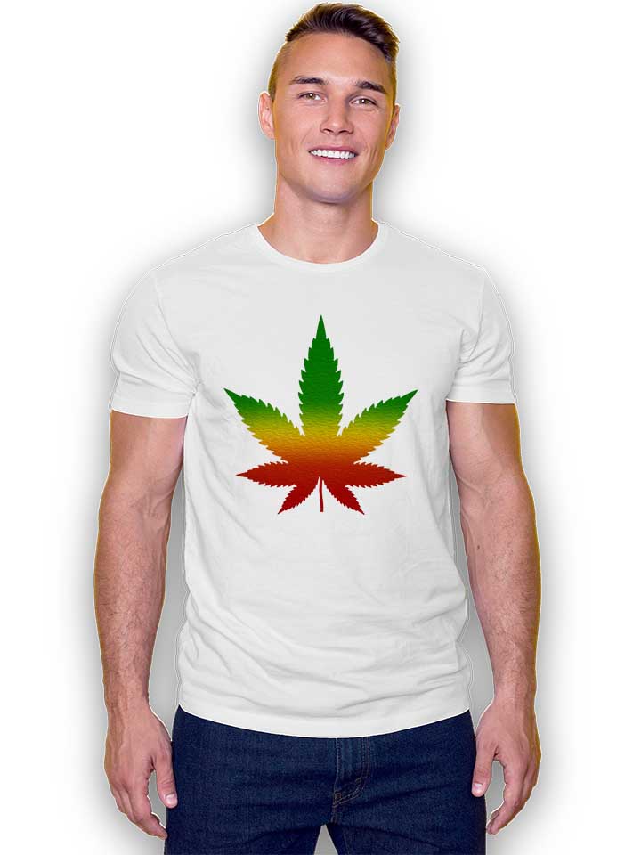 cannabis-blatt-rasta-t-shirt weiss 2