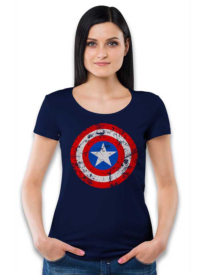 captain-america-shield-vintage-damen-t-shirt dunkelblau 2