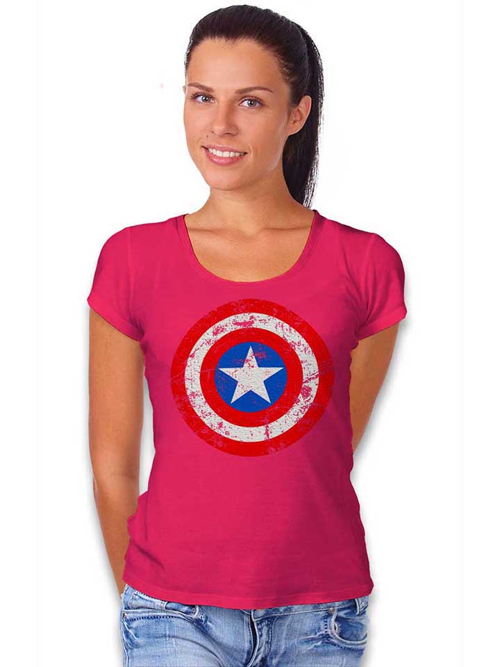captain-america-shield-vintage-damen-t-shirt fuchsia 2