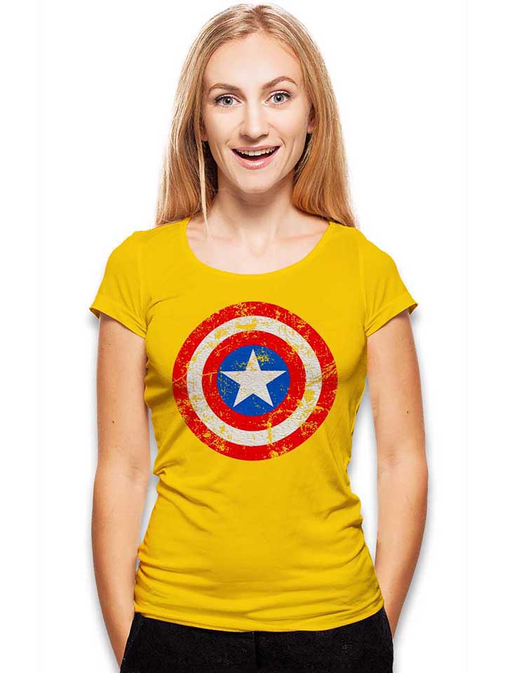 captain-america-shield-vintage-damen-t-shirt gelb 2