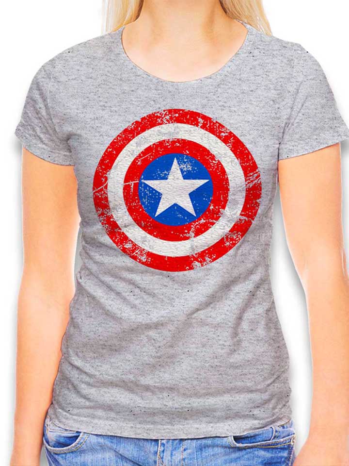 captain-america-shield-vintage-damen-t-shirt grau-meliert 1
