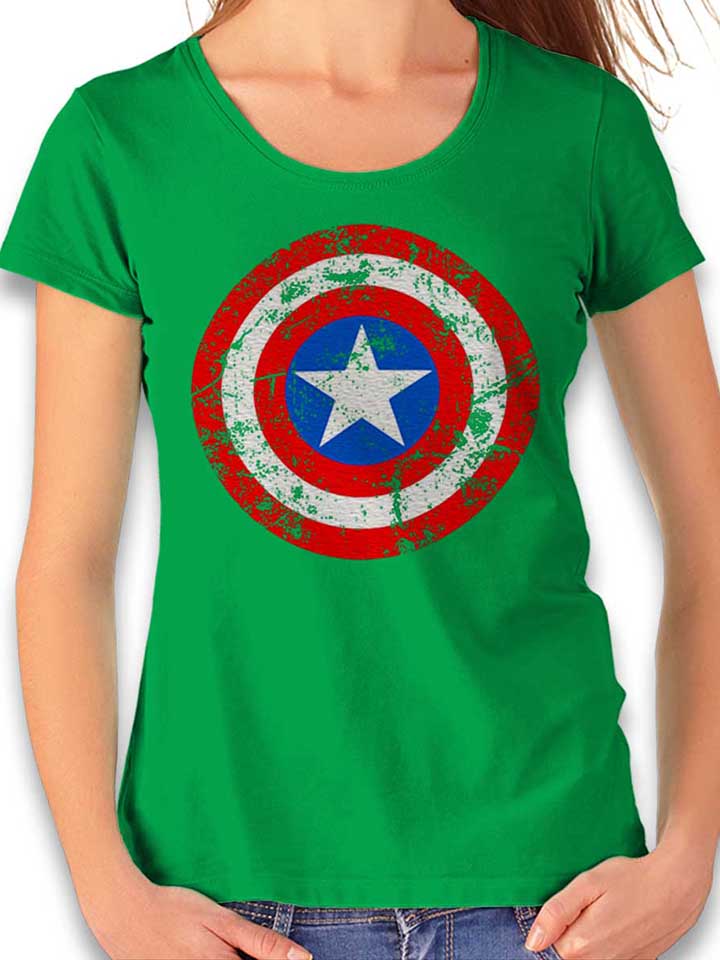 captain-america-shield-vintage-damen-t-shirt gruen 1