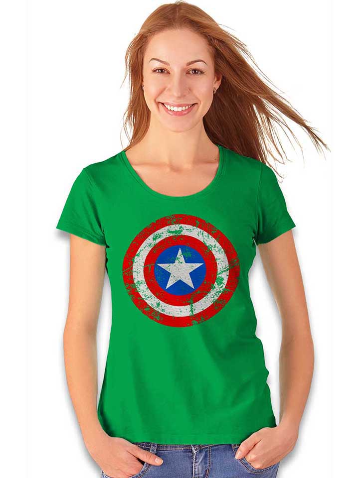 captain-america-shield-vintage-damen-t-shirt gruen 2