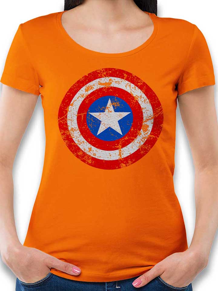 captain-america-shield-vintage-damen-t-shirt orange 1