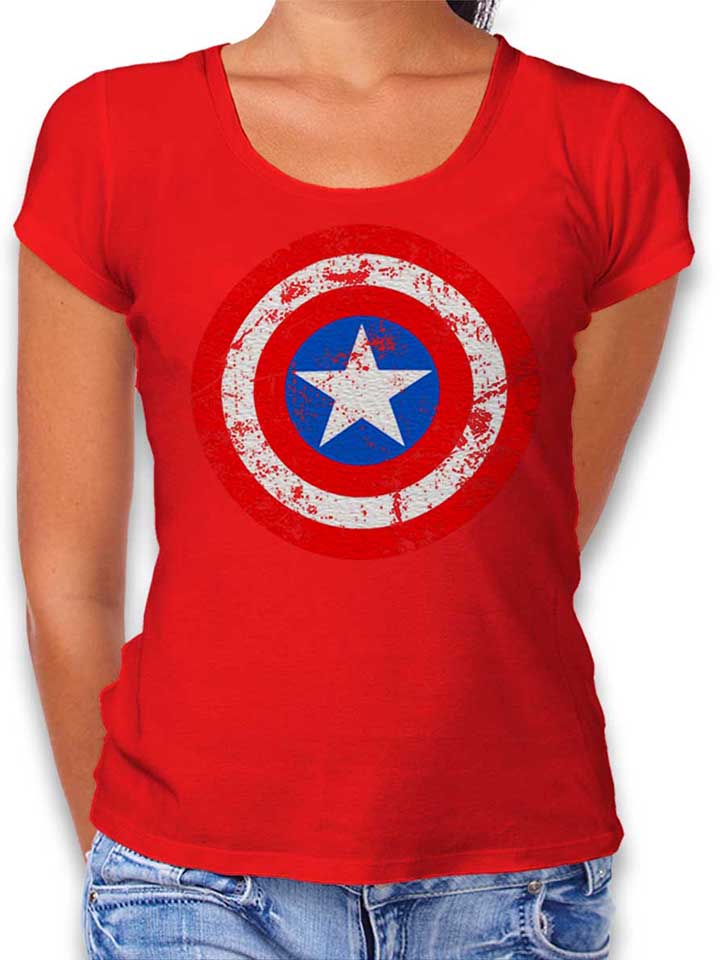 Captain America Shield Vintage T-Shirt Femme rouge L