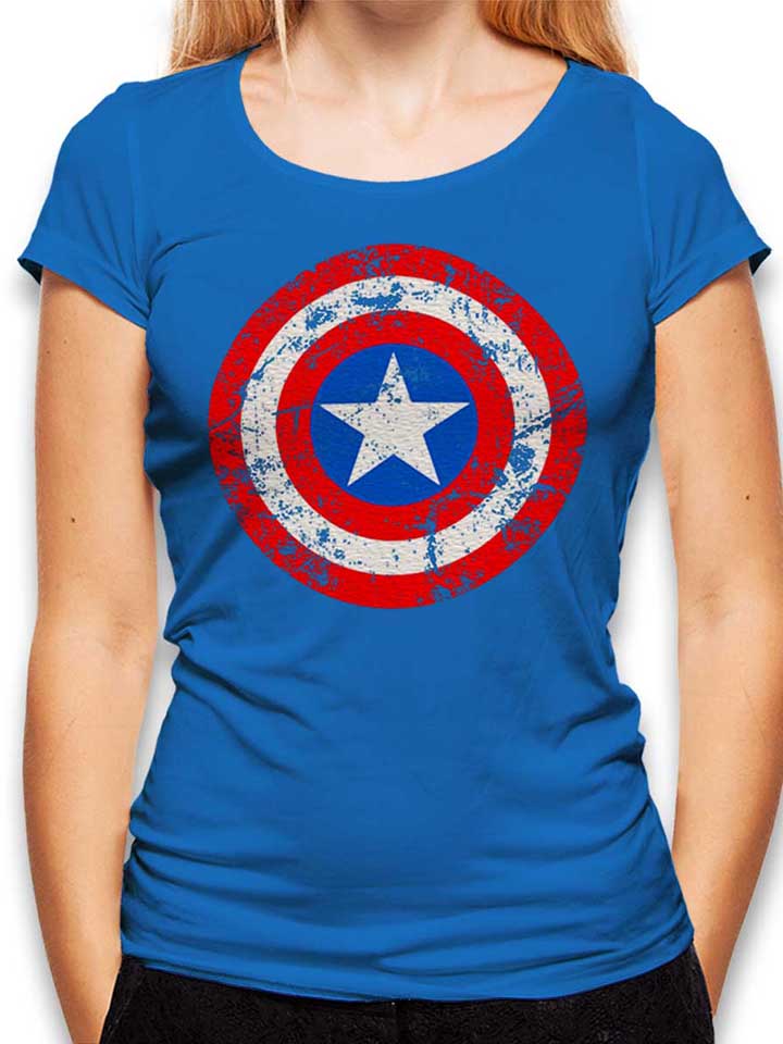 Captain America Shield Vintage Womens T-Shirt royal-blue L