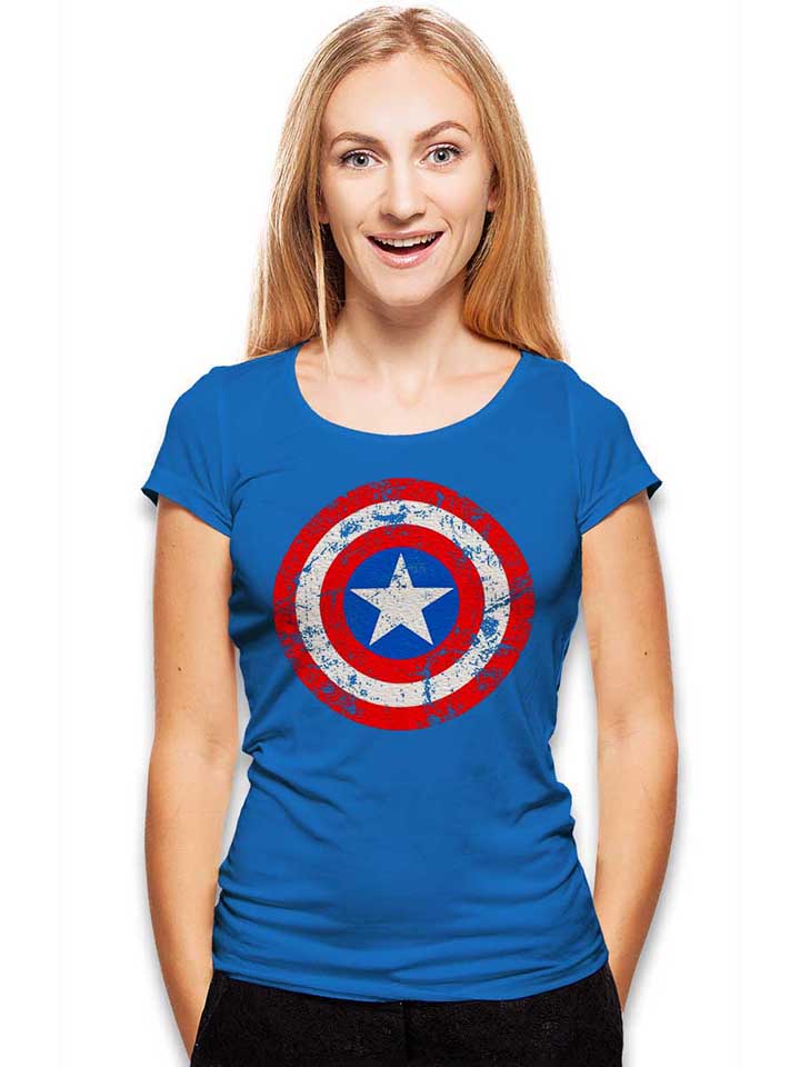 captain-america-shield-vintage-damen-t-shirt royal 2