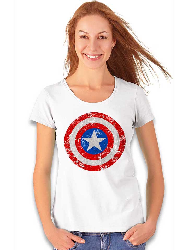 captain-america-shield-vintage-damen-t-shirt weiss 2