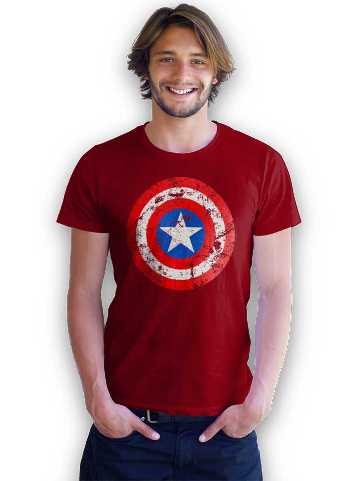 captain-america-shield-vintage-t-shirt bordeaux 2